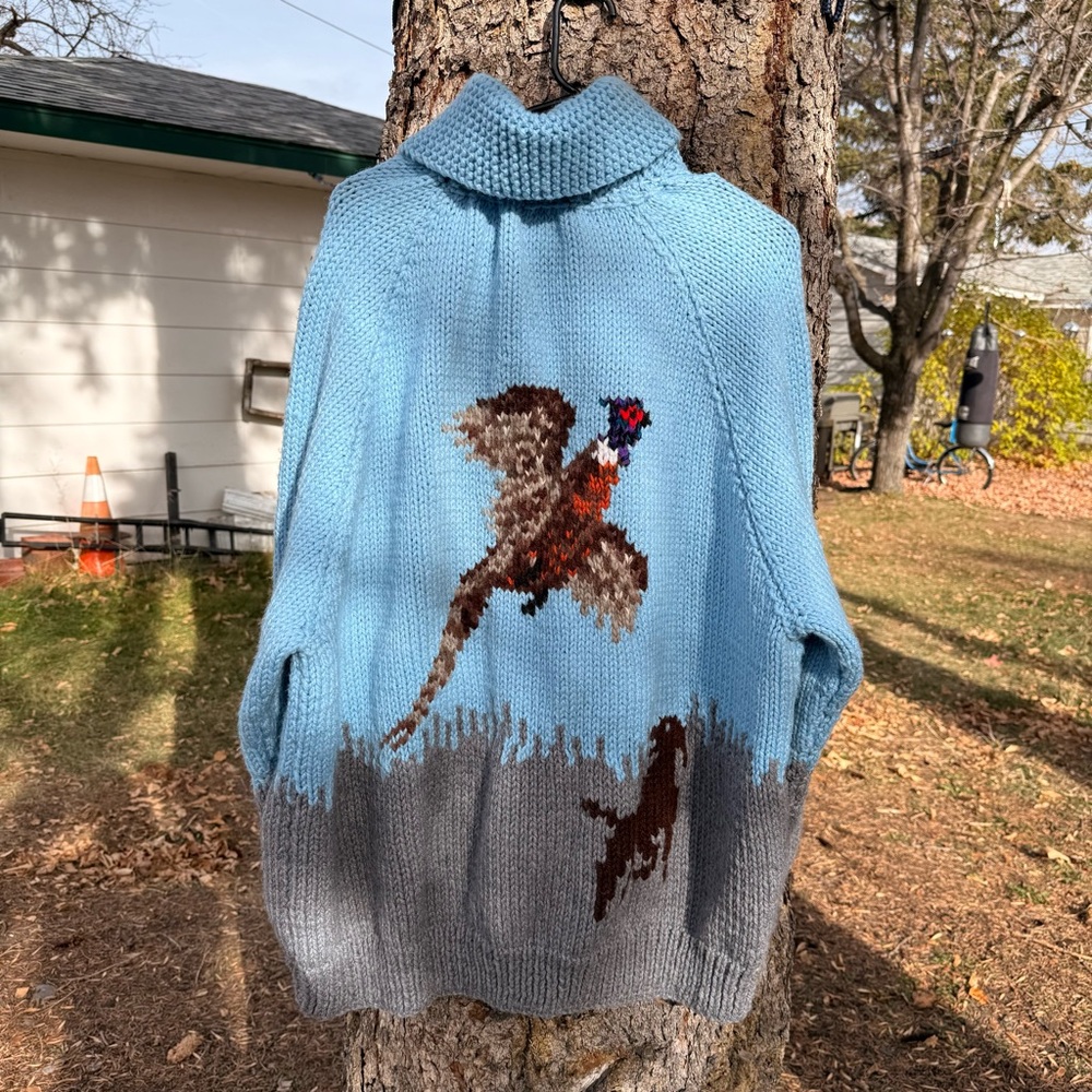 Vintage Handmade Knit Pheasant Sweater
